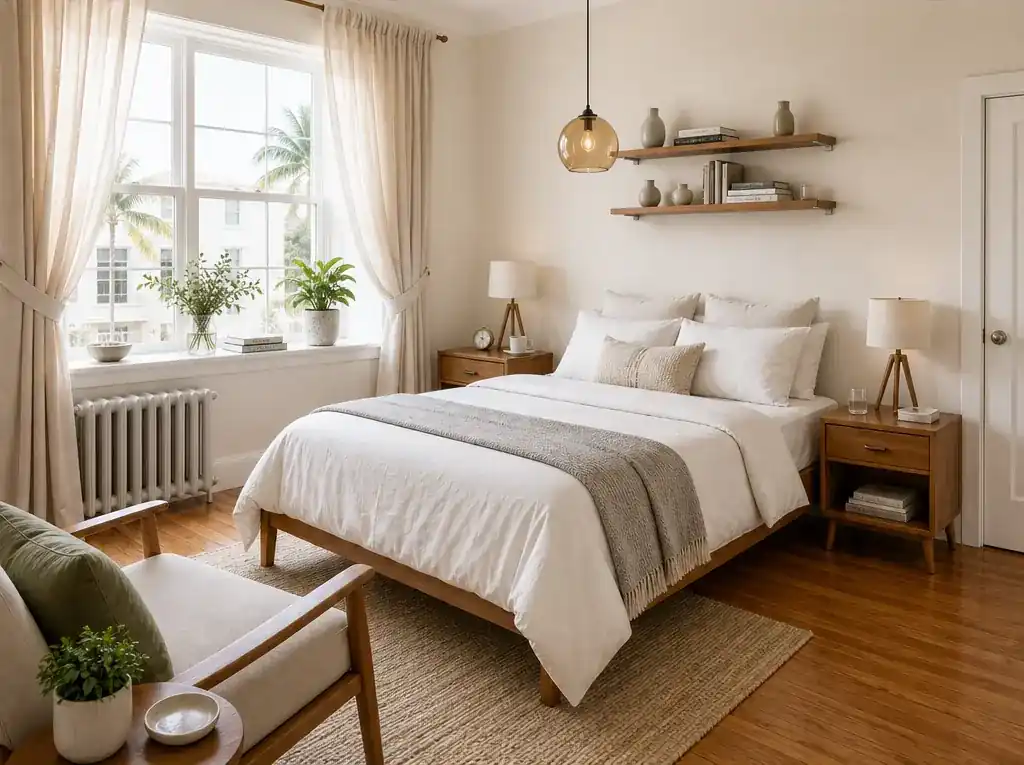 Clean bedroom after service